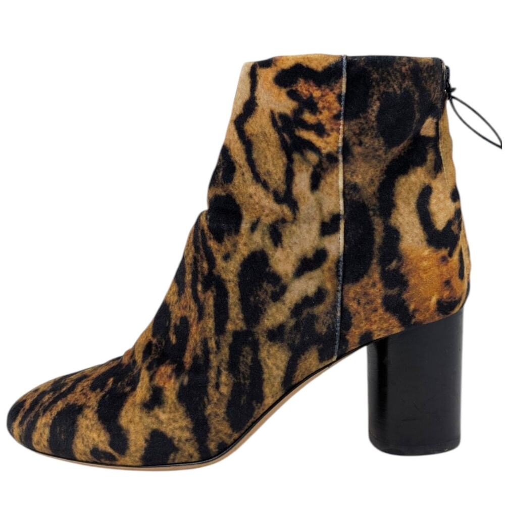 Isabel Marant Ritza Leopard Print Velvet Ankle Boots Size 38